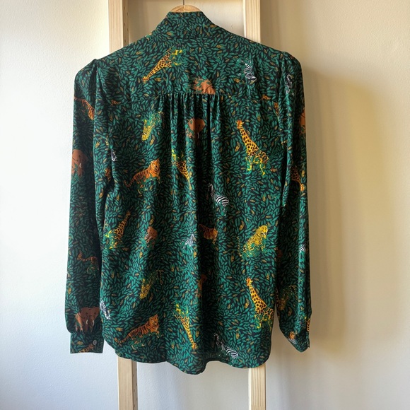 Jcrew Animal Print Tie Neck Blouse - Picture 2 of 3